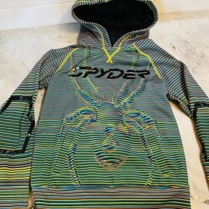 Spyder brand thick. It’s small sweatshirt